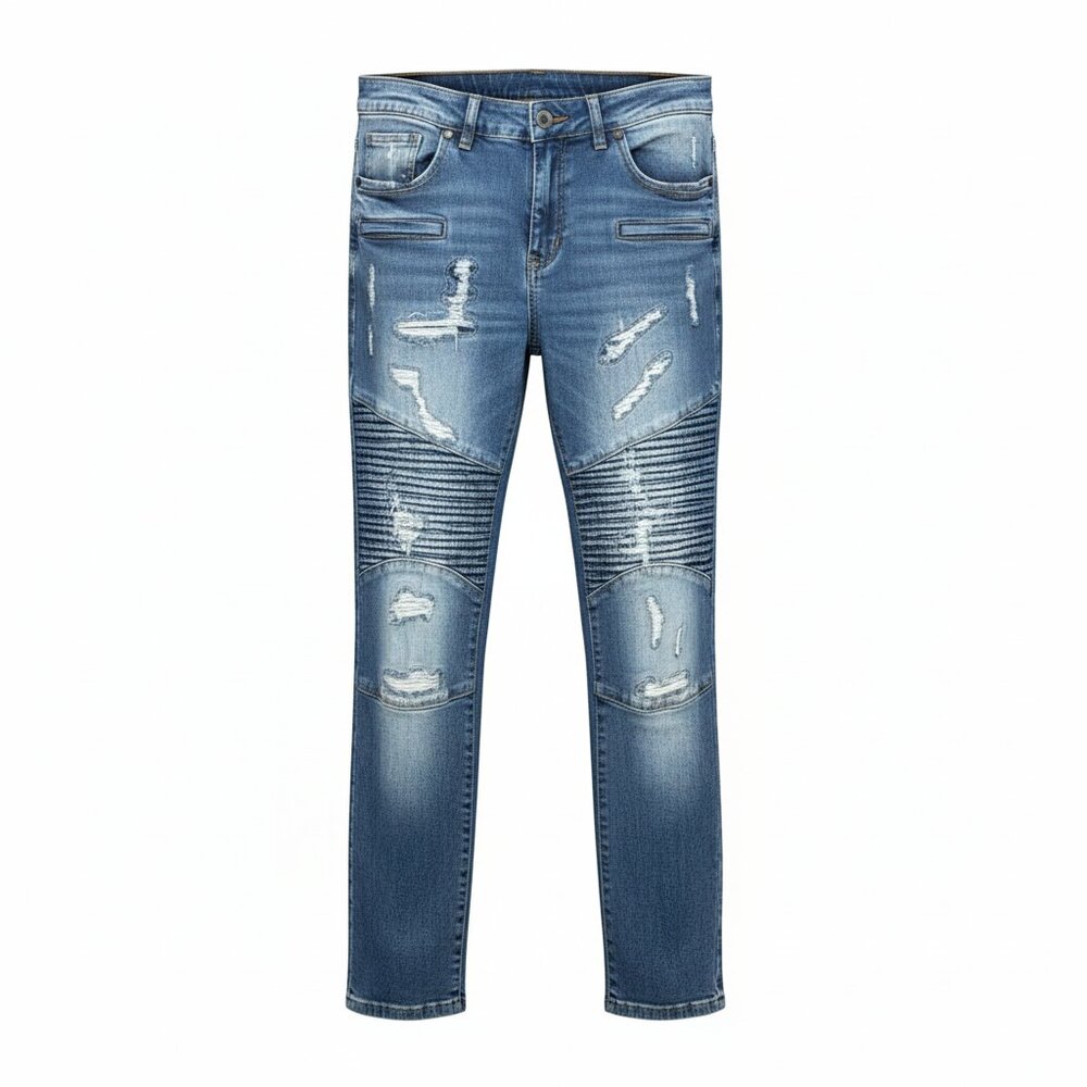 Distressed Moto Skinny Jeans
